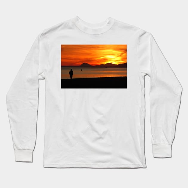 Benidorm Sunset Costa Blanca Spain Long Sleeve T-Shirt by AndyEvansPhotos